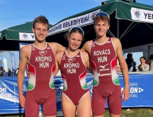 Balról: Kropkó Márton, Kropkó Márta, Kovács Gyula Forrás: Magyar Triatlon Szövetség