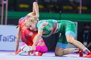 László Nikolett (zöldben) az ötödik helyen végzett a római U17-es vb-n Fotó: UWW / MBSZ